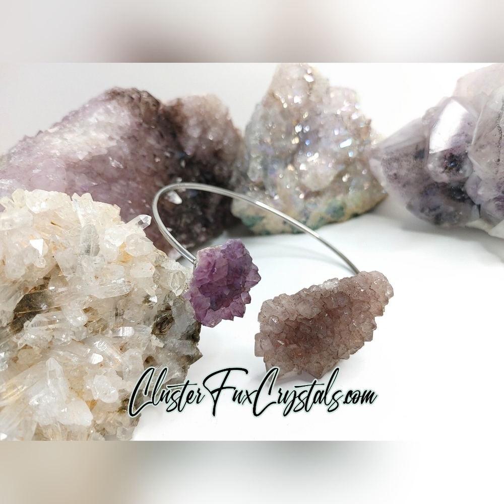 Thunder Bay Amethyst Crystal Gemstone Stainless Steel Bracelet Jewelry